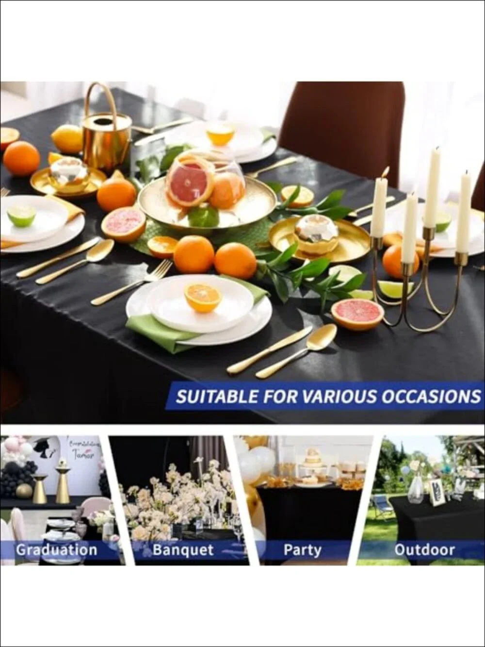Spandex Fitted Table Cover 6ft Rectangular Stretch Tablecloth for Events